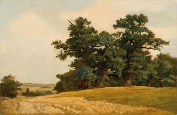 Eugen Ducker Landscape with oaks Germany oil painting art